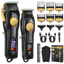 Mens Hair Clippers and Trimmers Set, Professional Cordless Barber Clippers for Hair Cutting Kit (Rechargeable USB Adjustable Beard & Hair Trimmer