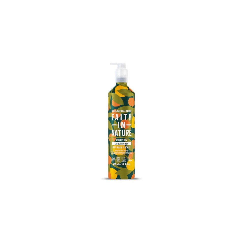 500ml Metal Bottle Grapefruit & Orange Conditioner, Purifying for Oily Hair & Scalp, Vegan & Cruelty Free, No SLS, Silicones or Parabens