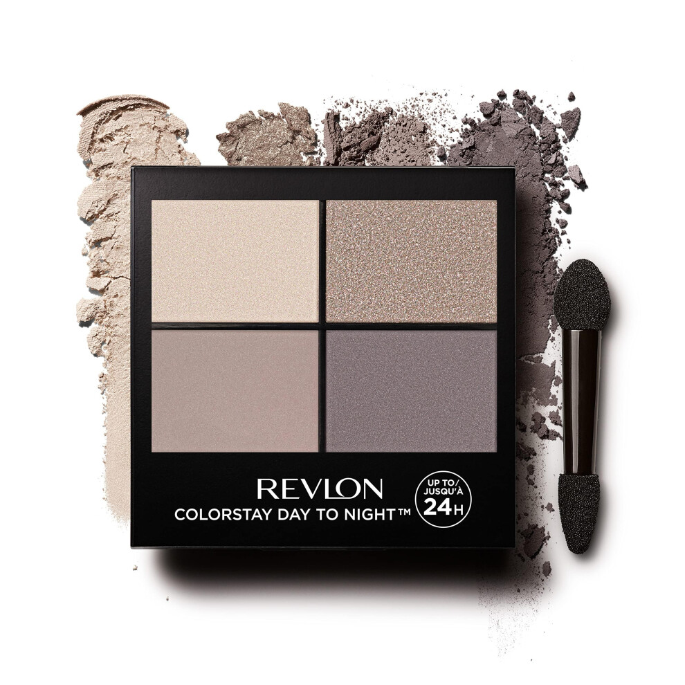 ColorStay Day to Night 24 Hour Eyeshadow Quad with Dual-Ended Applicator Brush, Longwear, Intense Color Smooth Eye Makeup for Day & Night, Matte &