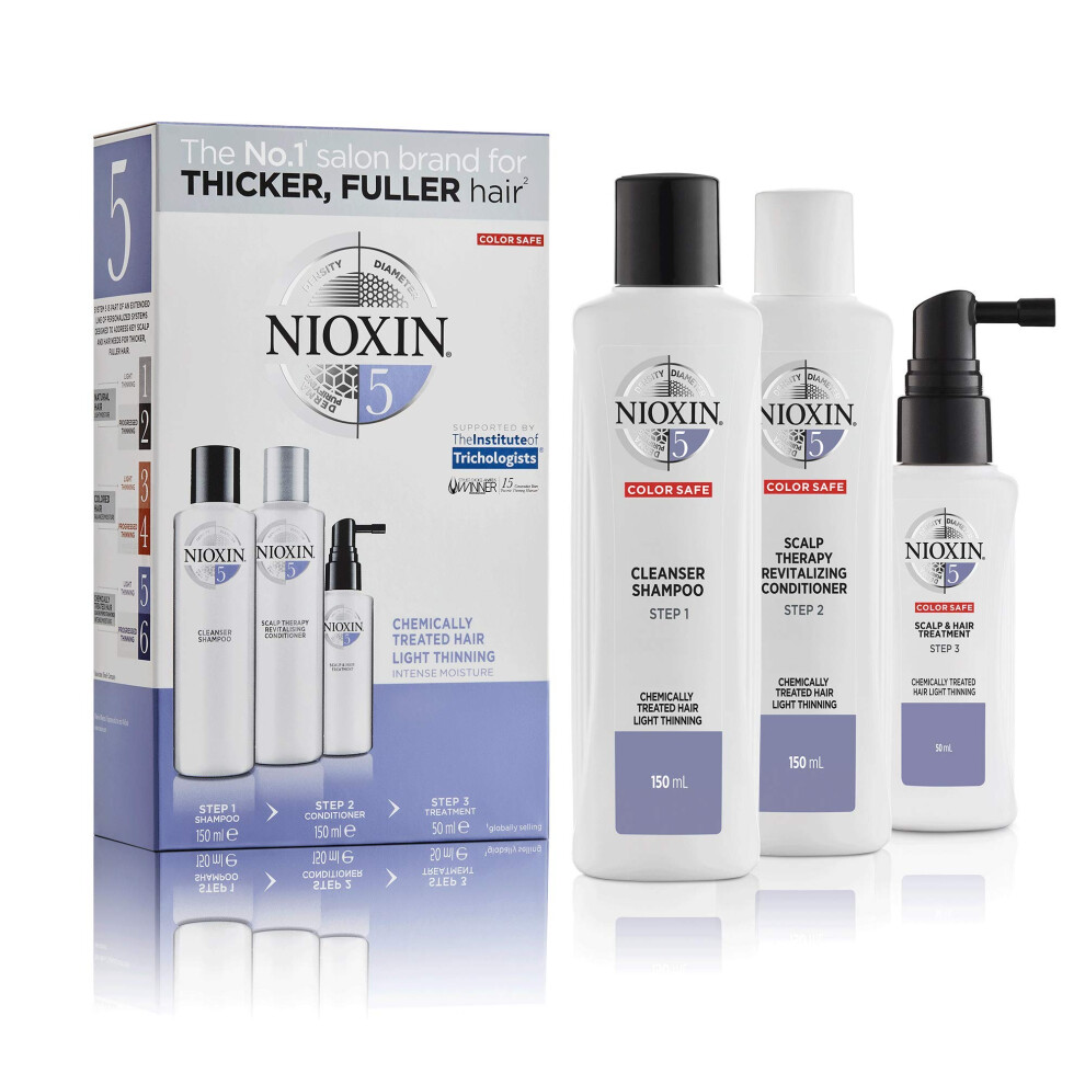 3-Part System, System 5 Chemically Treated Hair with Light Thinning, Hair Thickening Treatment, Scalp Therapy, Trial Kit