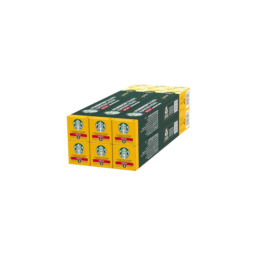 Starbucks Decaf Blonde Espresso Roast By Nespresso, Blonde Roast, Coffee Capsules 6 X 10 (60 Capsules)