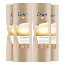 4 Pack of Dove Nourishing Body Care Visible Glow Gradual Self-Tan Fair to Medium Body Lotion 400ml
