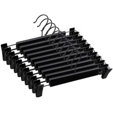 10-Pack Adjustable Anti-Rust Clip Trousers Hangers - Non-Slip, Space-Saving for Pants, Skirts and Clothes, Black