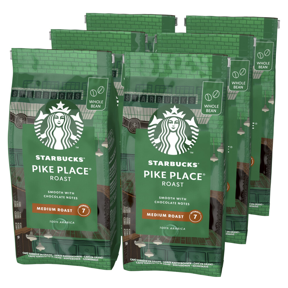 Starbucks Pike Place Roast, Medium Roast, Whole Bean Coffee, 200 G (Pack Of 6)