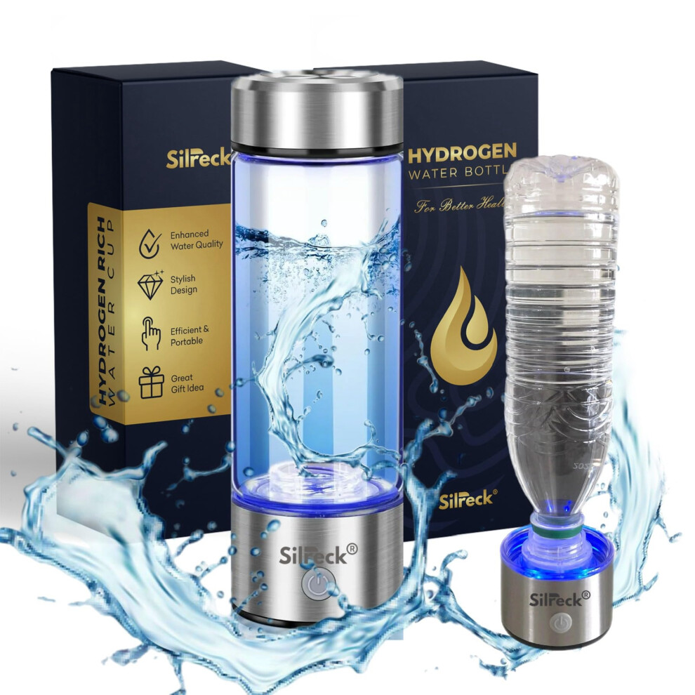 Premium Hydrogen Water Bottle - 420ml Up To 5000 PPB | Mineral Water bottle Compatible Hydrogen Generator | BPA-Free hydrogen bottle Rechargeable With