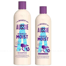 Miracle Moist XL Shampoo and Hair Conditioner Set for dry, really thirsty hair with Macadamia nut oil, a 750 ml Aussie Moist Shampoo and a 500 ml