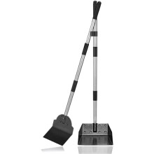 Dog 2 Pack Poop Scoop Tray Spade Poop Scoop Adjustable Long Handle Metal with Bin for Pet Waste Removal, No Bending Clean Up for Large and Small Dogs