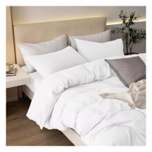 (Double) Soft Double Sided Duvet Cover White Bedding Sets
