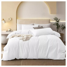 (King) Soft Double Sided Duvet Cover White Bedding Sets