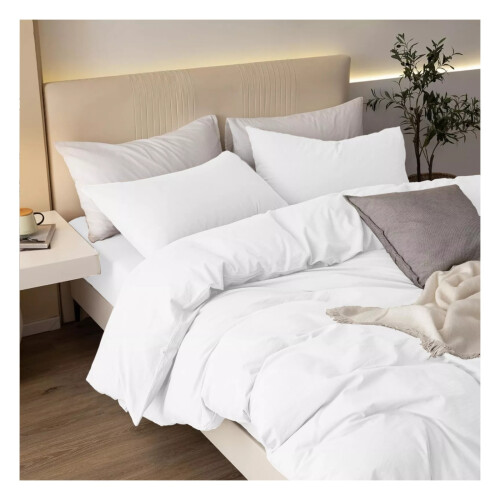 (King) Soft Double Sided Duvet Cover White Bedding Sets 2