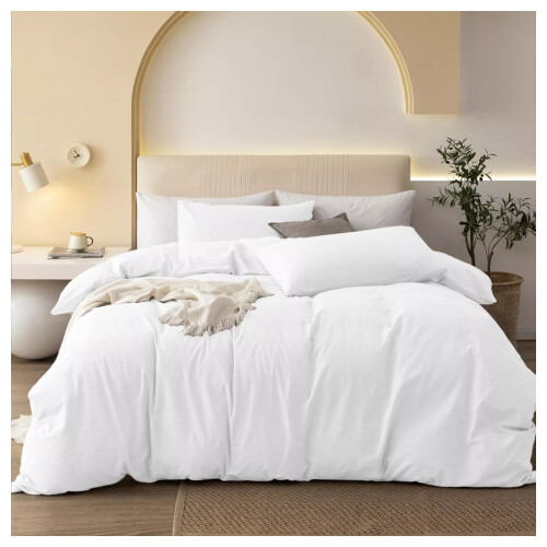 (Super King) Soft Double Sided Duvet Cover White Bedding Sets