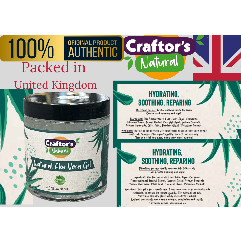 Craftor's Natural Aloe Vera Gel 250 ml UK Best Seller