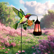 (Colored Birdie Palace light source) Santa Claus Solar LED Garden Lights - Waterproof, Adjustable Height