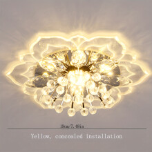 (Yellow Light, Surface mounted) Modern Crystal Petal LED Ceiling Light for Hallway, Corridor, Stairs, Villa, Gallery Kitchen and Coffee Bar
