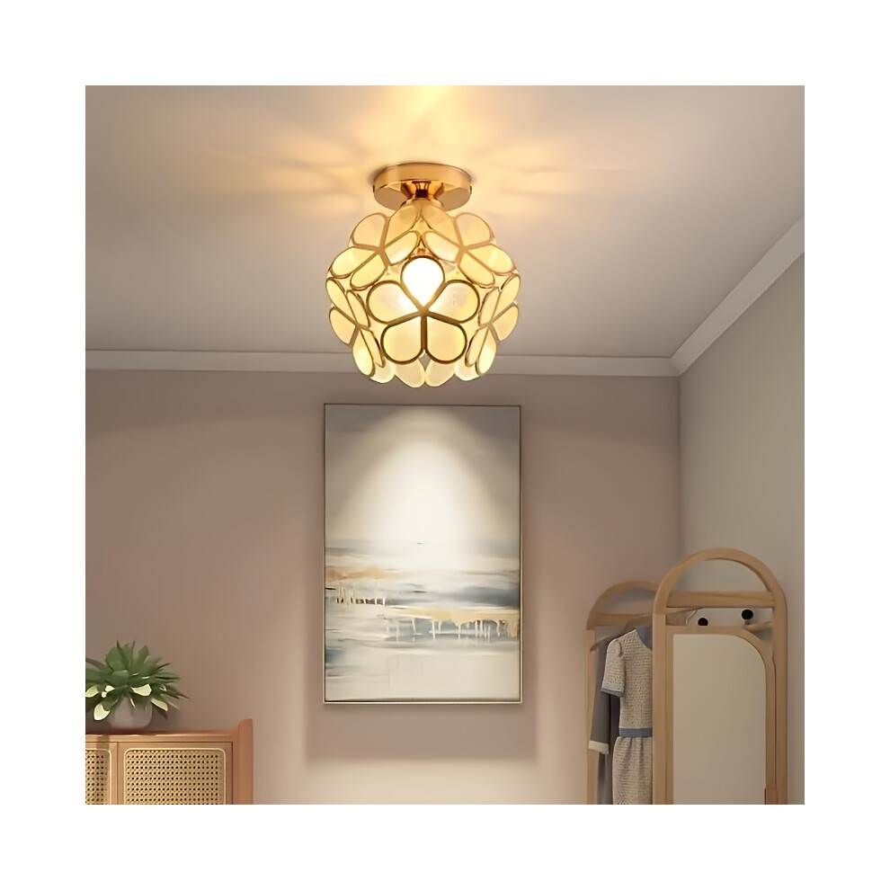 Skesrjtop (Golden) Scandinavian-Inspired Modern Ceiling Light With Frosted Petal Design