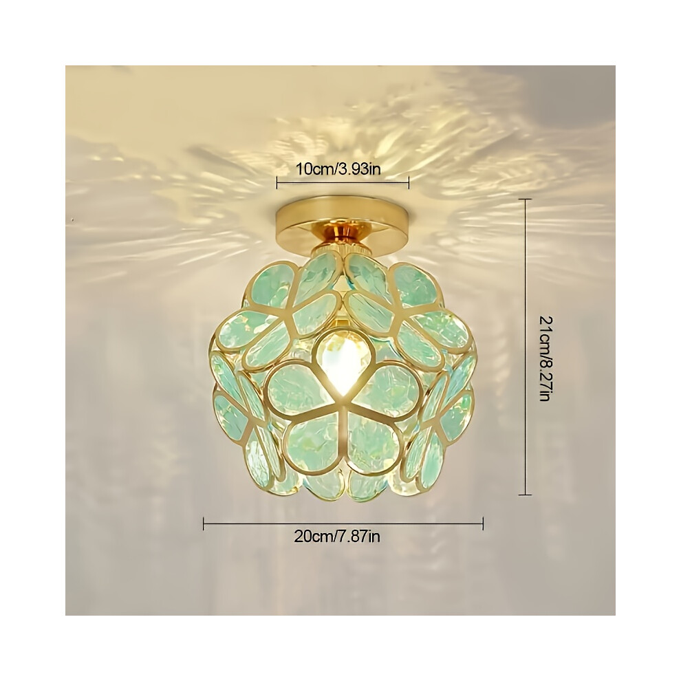 Skesrjtop (Green) Scandinavian-Inspired Modern Ceiling Light With Frosted Petal Design