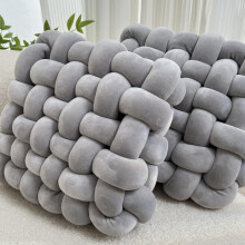 (grey) 2pcs Soft & Plush Knotted Throw Pillow - Square Shaped, Home Decorative Cushion
