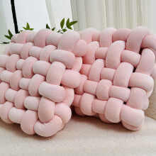 (Bright Pink Color) 2pcs Soft & Plush Knotted Throw Pillow - Square Shaped, Home Decorative Cushion