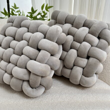 (Soy Milk Color) 2pcs Soft & Plush Knotted Throw Pillow - Square Shaped, Home Decorative Cushion