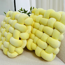 (Lemon Yellow) 2pcs Soft & Plush Knotted Throw Pillow - Square Shaped, Home Decorative Cushion