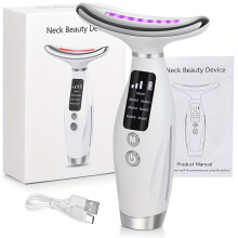 (White) 7 Modes Rechargeable Facial And Neck Massager, USB Face Massage Care Tool