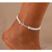 (5790801) Hot Sale Rhinestone Heart Anklets for Women Fashion Silver Color Bling Hollow Out Love Foot Ankle Leg Bracelet Chain Jewelry