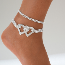 (AYQ6075502) New Shining Cubic Zircon Chain Anklet For Women Fashion Silver Color Ankle Cross Pendant Bracelet
