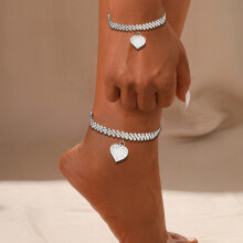 (AYQ 6096402) New Shining Cubic Zircon Chain Anklet For Women Fashion Silver Color Ankle Cross Pendant Bracelet