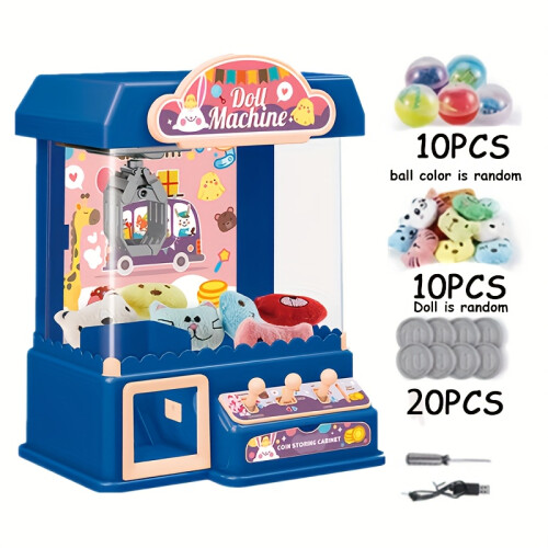 (Blue) Children's Claw Machine, with Music and Lighting Effects, Arcade Game Mini Vending Machine