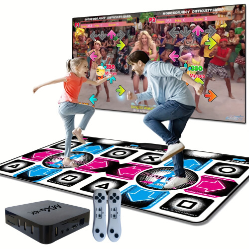 (DM09) Dual-Player Dance Mat with HD Graphics, Dance Game Console, USB Powered, PVC Material