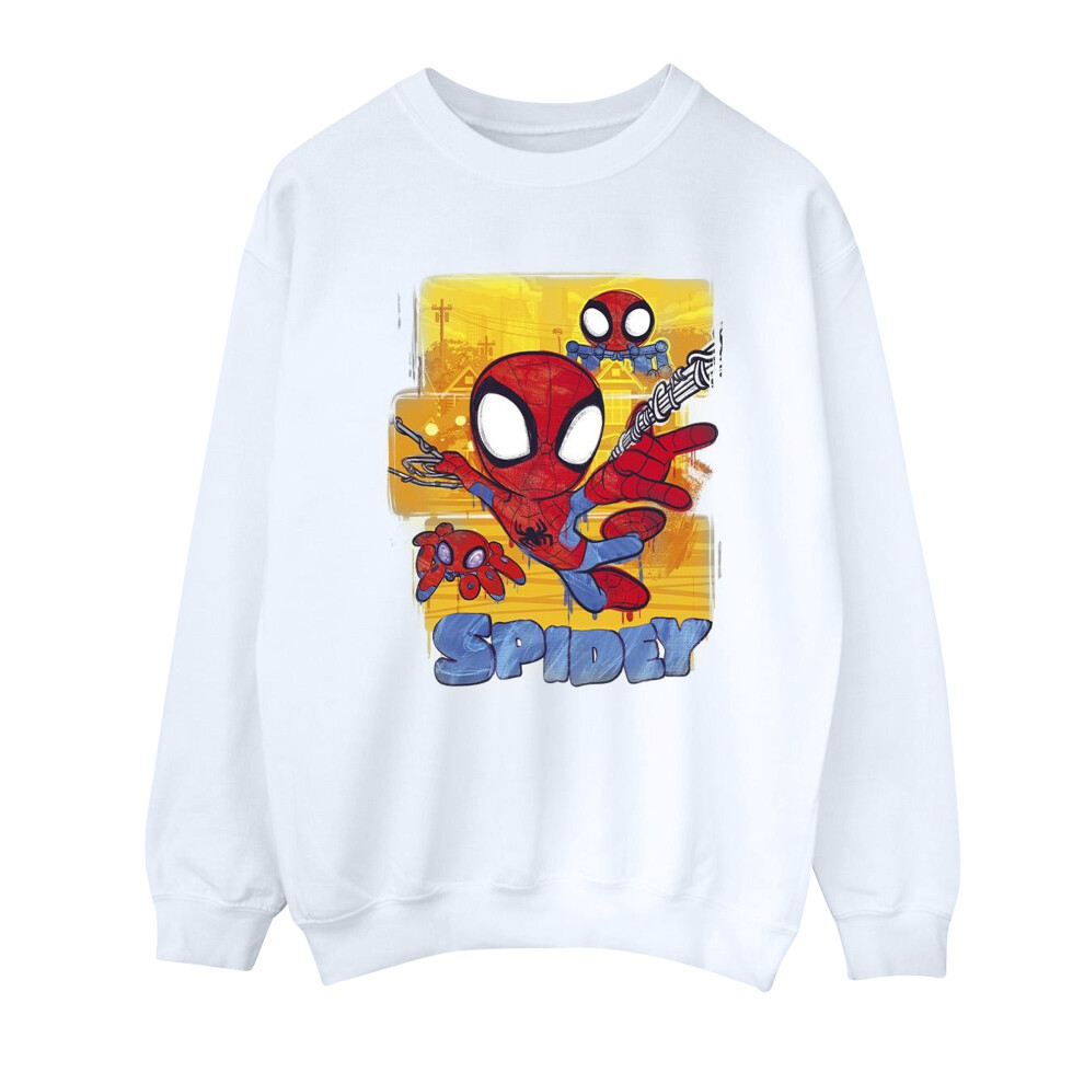 (4XL, White) Marvel Womens/Ladies Spidey And His Amazing Friends Flying Sweatshirt
