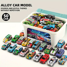 (Metal car set with storage box-50PCS) 20/30/50pcs Metal Toy Car Set with Ramp Function and Storage Box