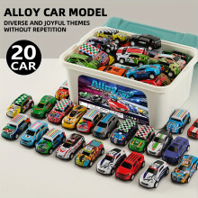(Metal car set with storage box-20PCS) 20/30/50pcs Metal Toy Car Set with Ramp Function and Storage Box