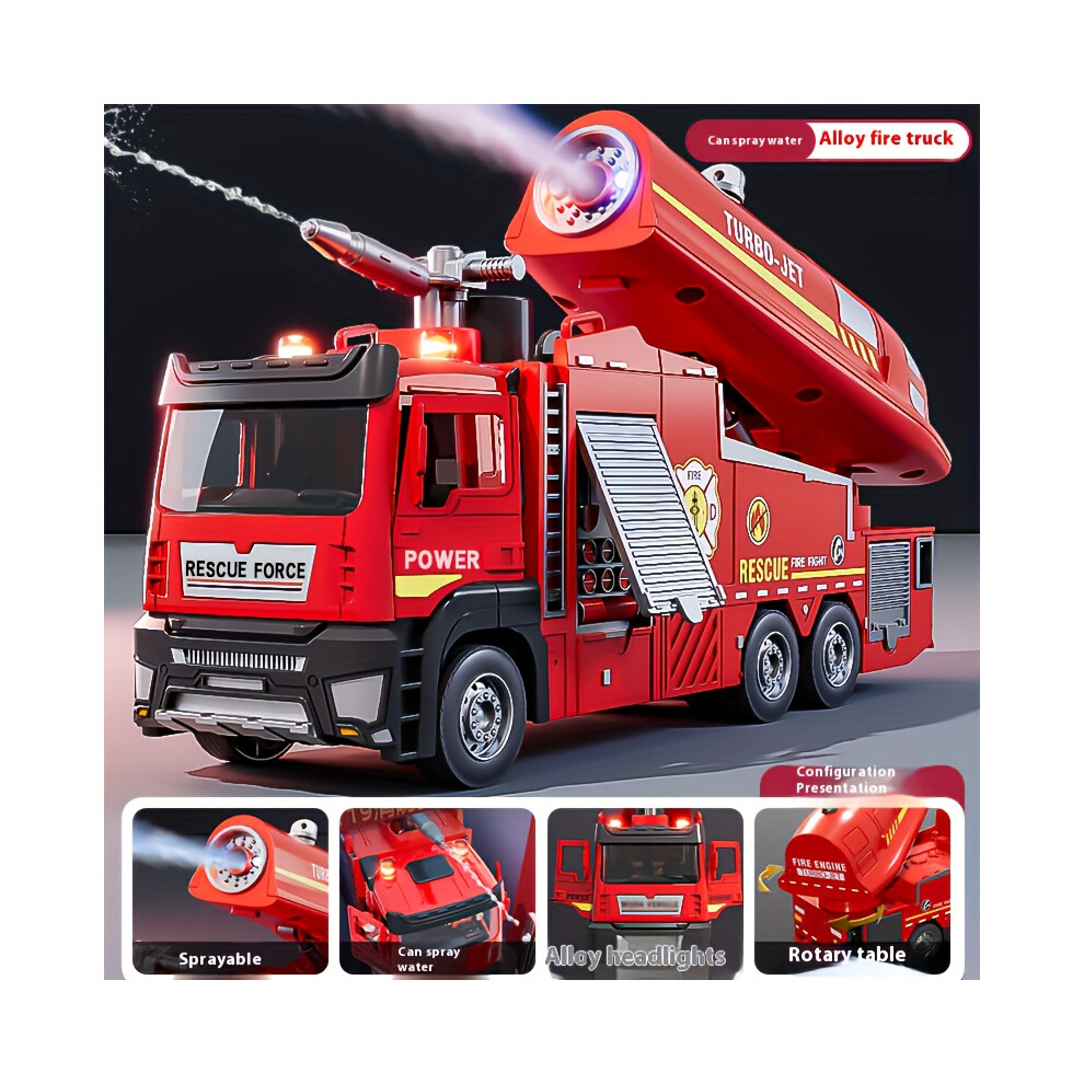 Photos - Toy Car Alloy Car Head Fire Truck Toy Boy Large Spray Water Sprinkler Model Christmas Gift(Alloy head spray car)