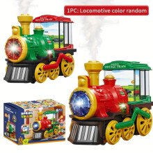 (1PC Color Random) Interactive Steam Train Toy for Youngsters 3-5 - Electric Locomotive with Smoke, Lights & Sounds