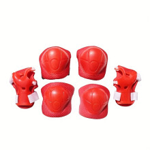 (Red) 6pcs Youngsters' Safety Gear Set - Knee, Hand & Elbow Pads for Skateboarding and Balance Biking