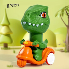 (Green Dinosaur Car) 1pc Cartoon Dinosaur Press and Go Scooter Toy, ABS Plastic, Manual Push Motorbike, Novelty Gift Set for Boys and Girls, Assorted Colors