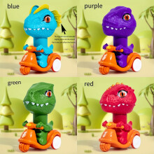 (4 colors each one (4pcs set)) 1pc Cartoon Dinosaur Press and Go Scooter Toy, ABS Plastic, Manual Push Motorbike, Novelty Gift Set for Boys and Girls, Assorted Colors