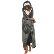 (Grey) Plush Hoodie Blanket Fluffy Blanket for Travel Cozy Theme Oversized Hooded Blanket