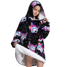 (Fh115, 1pc-baby Free Size) Oversized Wearale Blanket Hoodie Flannel Sherpa Fleece Warm Soft Winter Hoodie Sweatshirt for Kids Adults Snuggle
