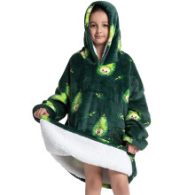 (Fh123, 1pc-adult Free Size) Oversized Wearale Blanket Hoodie Flannel Sherpa Fleece Warm Soft Winter Hoodie Sweatshirt for Kids Adults Snuggle