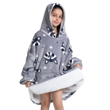 (Fh117, 1pc-baby Free Size) Oversized Wearale Blanket Hoodie Flannel Sherpa Fleece Warm Soft Winter Hoodie Sweatshirt for Kids Adults Snuggle
