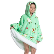 (Fh124, 1pc-baby Free Size) Oversized Wearale Blanket Hoodie Flannel Sherpa Fleece Warm Soft Winter Hoodie Sweatshirt for Kids Adults Snuggle