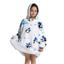 (Fh121, 1pc-adult Free Size) Oversized Wearale Blanket Hoodie Flannel Sherpa Fleece Warm Soft Winter Hoodie Sweatshirt for Kids Adults Snuggle