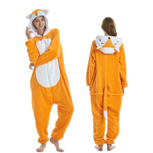 (Yellow Fox, 140 height130-140cm) Winter Animal Wolf Onesie Kids Kigurumi Pajamas Unicorn Sleepwear For Women Pyjamas