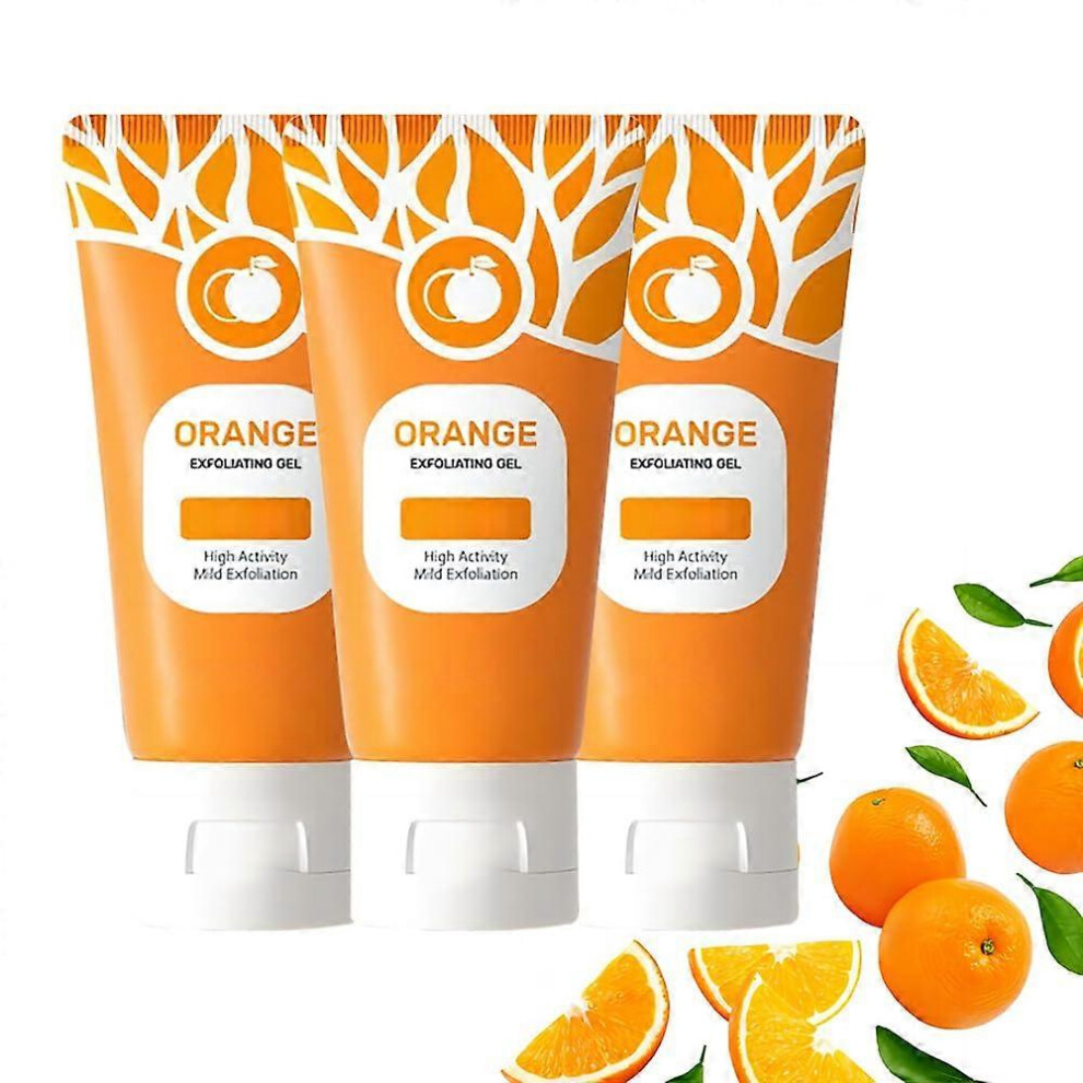 3pcs Orange Enzymes Exfoliating, Natural Orange Peeling Gel Face Scrub, Deep Cleansing Moisturizing Facial Exfoliator for All Skin