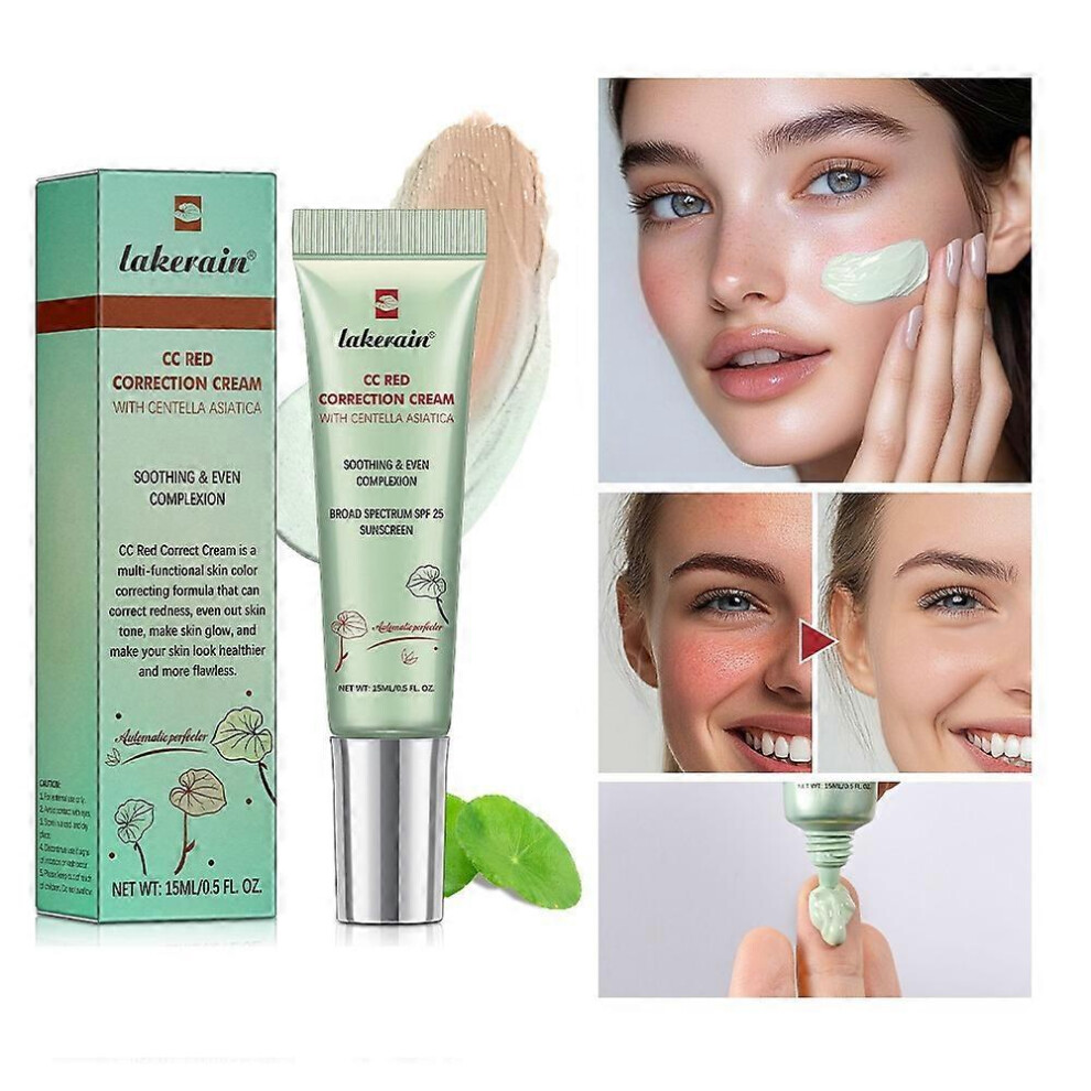 (2pcs) CC Red Correction Cream with Centella Asiatica, Cream against Redness with Centella Asiatica, Even Skin Tone Concealer with Soothing Effect