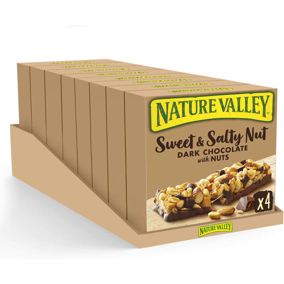 Nature Valley Sweet & Salty Nut Dark Chocolate With Nuts Cereal Bars 4 x 30g (Pack of 8, total 32 Bars)