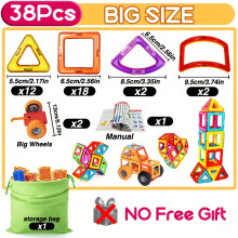 (Big Size 38pcs) Magnetic Building Blocks Big Size 3D STEM Educational Magnetic Building Constructor Set Toys