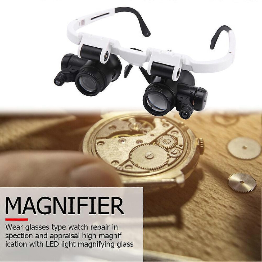 Head Wearing Magnifier Glasses Loupes with LED Portable 8X/15X/23X Lens Observation Magnifying Eyewear for Reading Jewelers